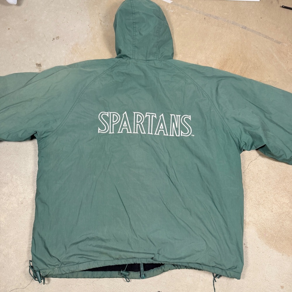 Michigan State Spartans Mens XL Full Zip Hooded Jacket Green Fans Gear Athletic - Picture 4 of 6